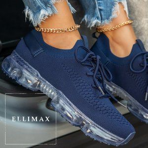 NEW🔥 Navy Air Bubble Cushion Lace-Up Gym Sneakers